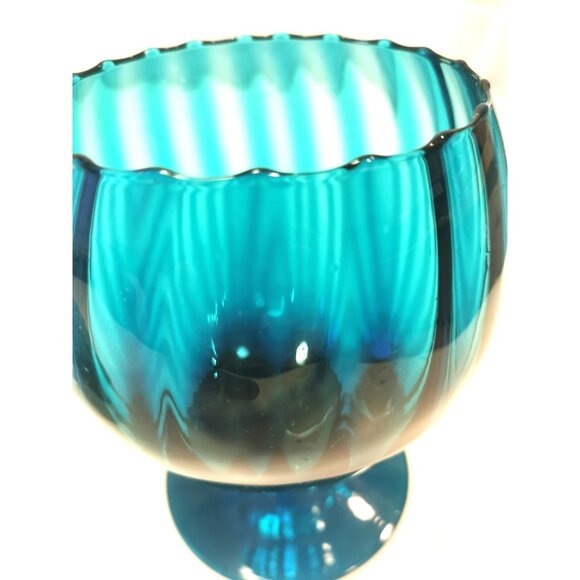 Blue Art Glass Piece Mid-Century Empoli Italian Turquoise Hand Blown, Hand Made - Picture 4 of 11